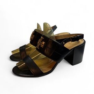 👉Sold👈Tory Burch Everly Black Leather Block Heel Sandals